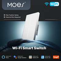 MOES Tuya WiFi Smart Star Feather Switch US Air Touch Light Scene 2in1 With Neutral APP Remote Control via Alexa Google Home
