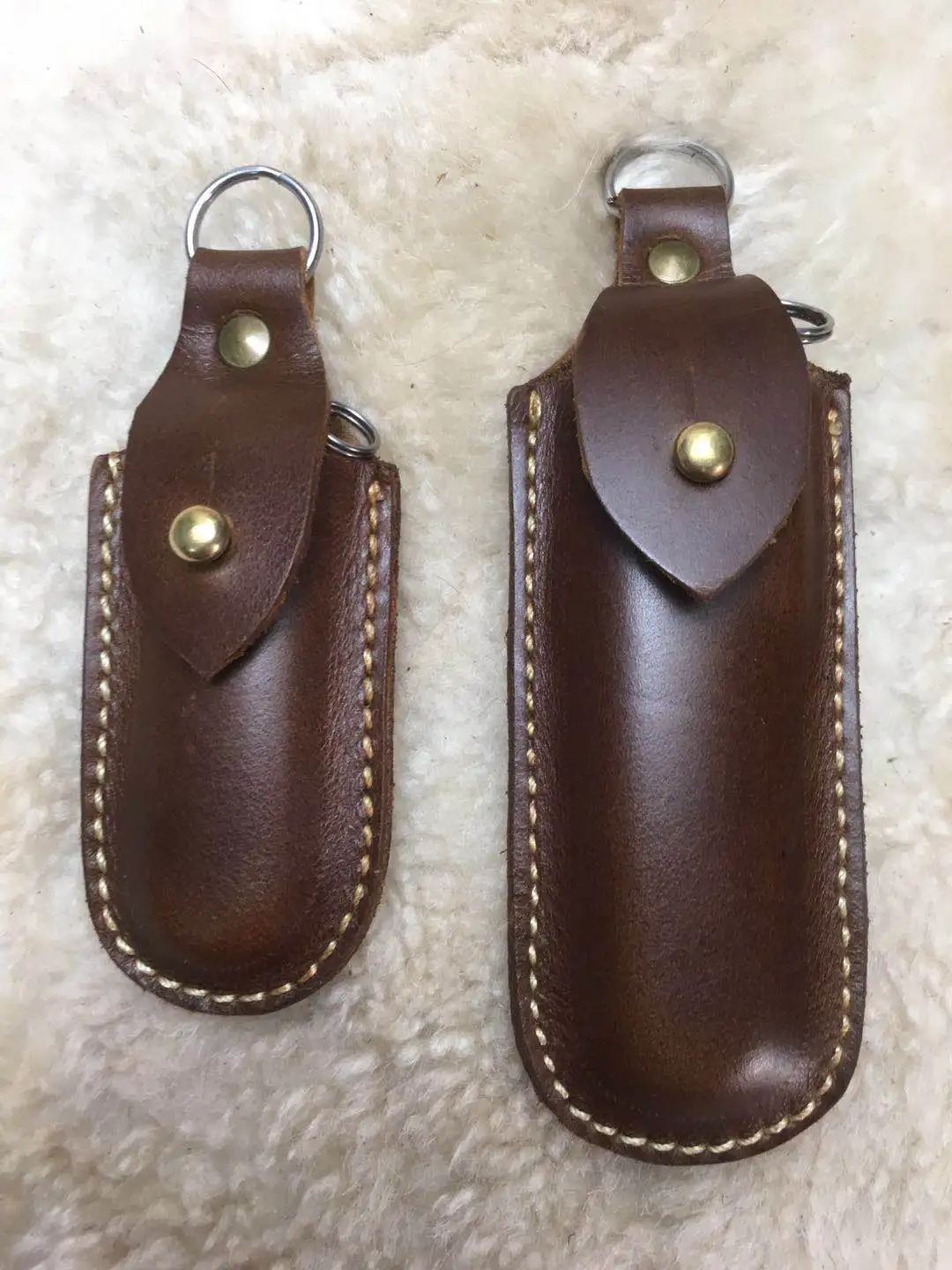 Hand-stitched Knife Case Genuine Leather Scabbard Cover For 58MM 84MM 91MM 111MM Folding Tool Knife Shell Storage Case