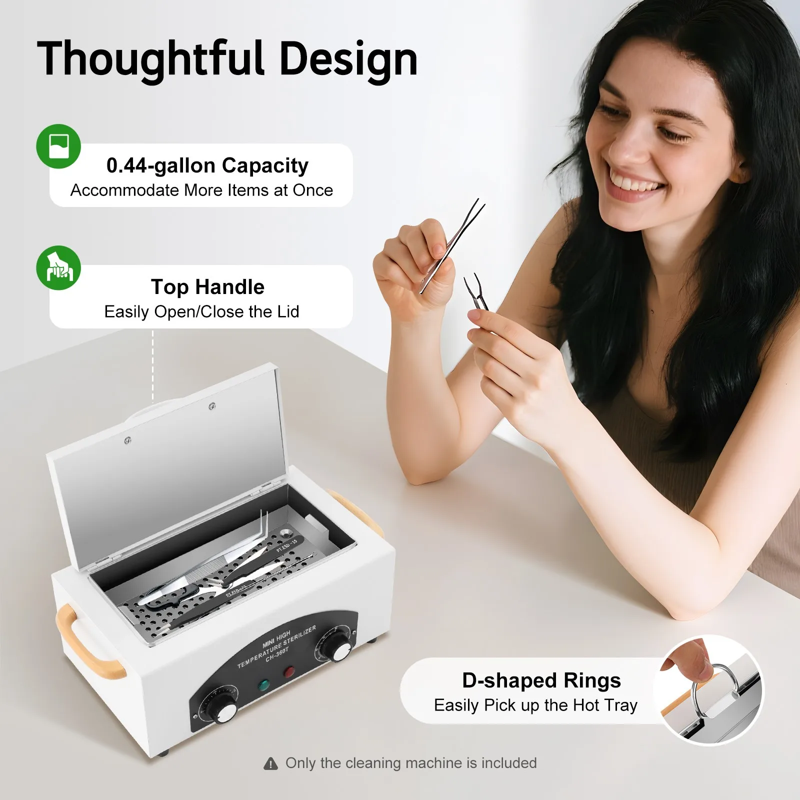 Boîte de nettoyage d'outils en métal haute température, stérilisateur réglable de 0,44 gal pour la maison/le salon/la clinique, boîte de désinfection en acier inoxydable durable