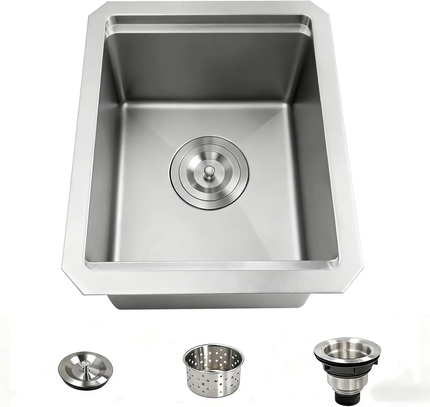 

12 Inch Undermount Bar Sink with Quiet Drain - 11 Gauge Stainless Steel Sink Single Bowl - Ideal for Small Kitchens and Bars