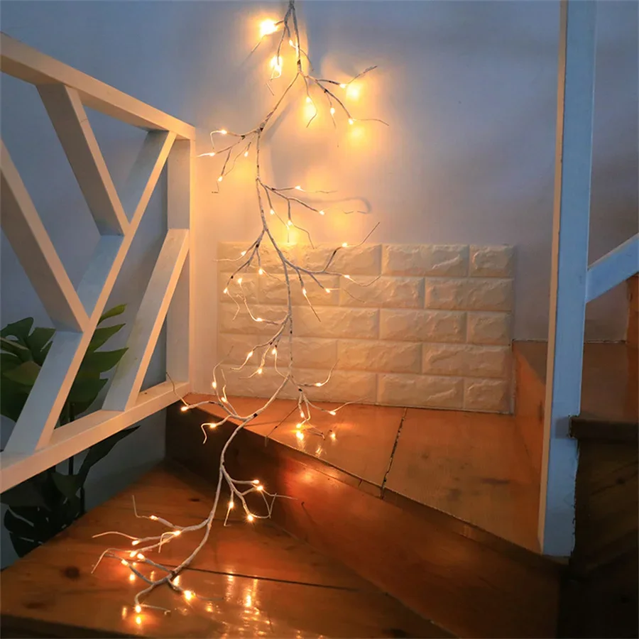 48 LED Willow Vine Lights Model Twinkling Tree Battery Powered Flexible Wall Lighted Tree Branch Lights for Wall Bedroom Decor