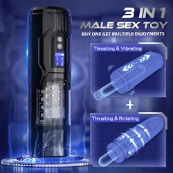 Automatic Male Masturbator Cup Man Thrusting Rotating Masturbation LCD Display Waterproof Pussy Blowjob Vagina Sex Toys for Men