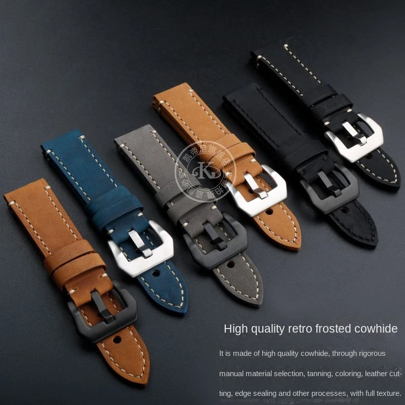 genuine leather bracelet For Panahai watch strap Lumino PAM441 PAM111 frosted handmade vintage watchband strap 22mm 24mm 26mm