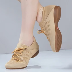 Latin Dance Shoes For Women Soft Soles Lace-Up Black 3.5cm High Heels Salsa Jazz Dance Shoes