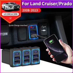 Car USB Quick Charger QC3.0 For Toyota Land Cruiser 200 Prado 150 Accessories Modified LC200 LC150 FJ150 FJ200 2021 2020 2019