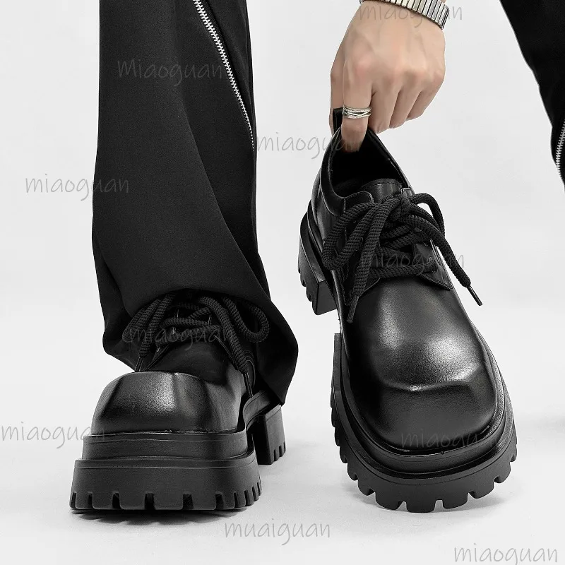 Men's Low-top Casual Leather Shoes Thick-soled Heightened Formal Leather Shoes Men's 2025 New Heightened All-match Men's Shoes