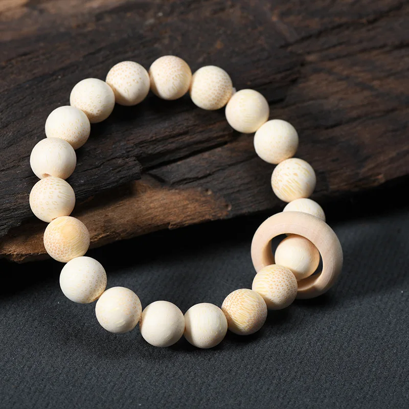 Natural Golden Bamboo Bracelet 10mm Creative Running Ring Beads Personalized Hand String Jewelry Fish Seed Pattern Solid Bamboo