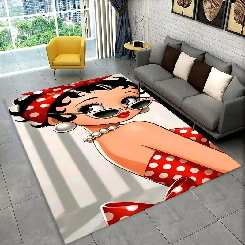 Cute B-Betty Girl B-Boop Cartoon Living Room Non-Slip Area Rug Soft Carpet for Bedroom  Playroom Sofa,Home Decor Doormat Gift