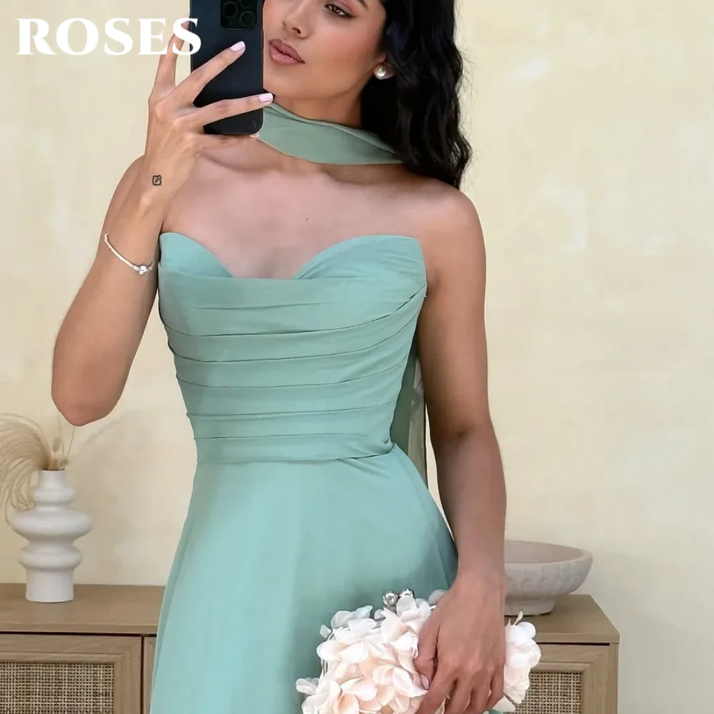 فستان الحفلات باللون الأخضر النعناعي من ROSES على شكل قلب على شكل حرف a فستان سهرة بدون أكمام للحفلات الراقصة فساتين سهرة مخصصة