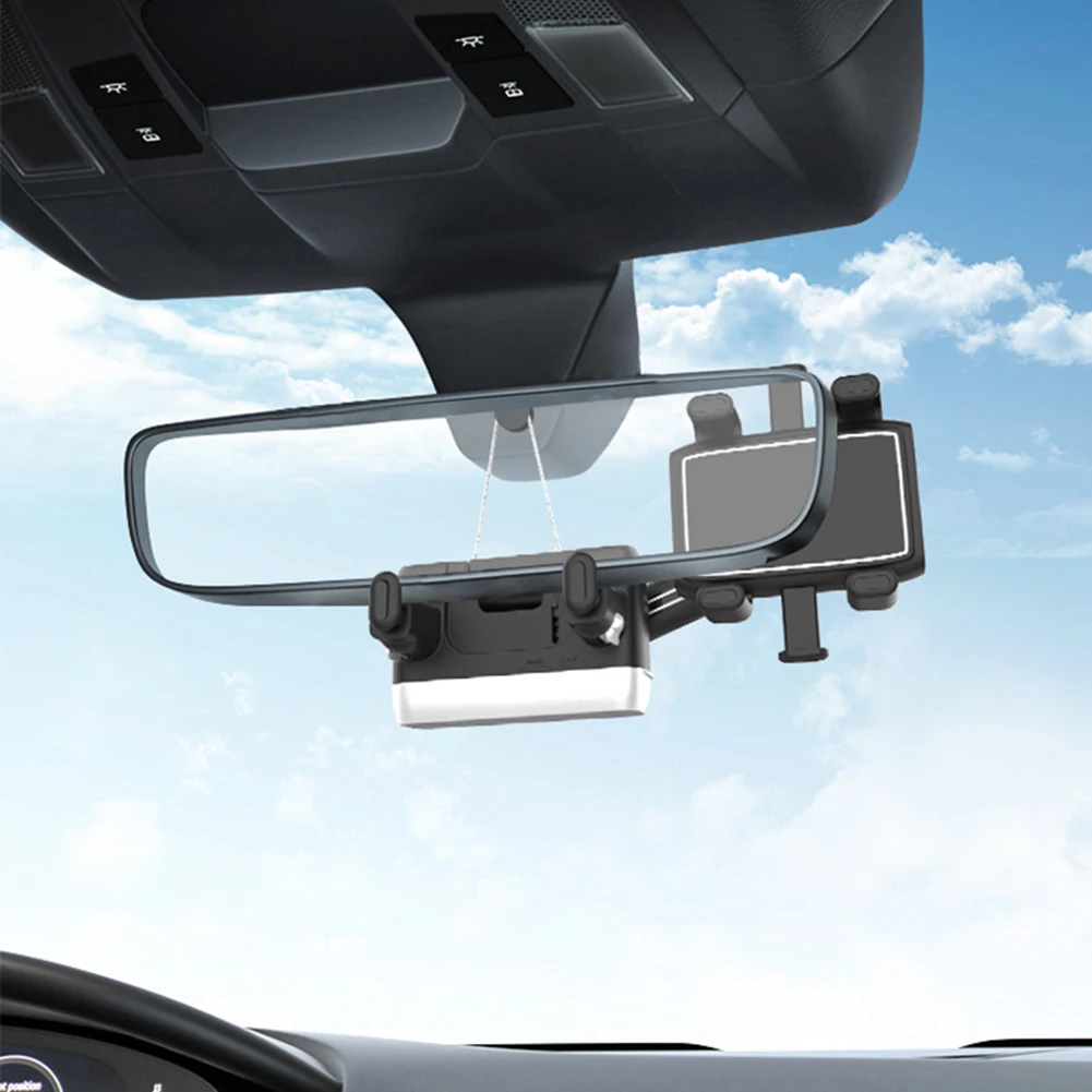 Multi-Angle Adjusted Car Rearview Mirror Phone Rack Non-Slip Stable Navigation Stand For Automobile