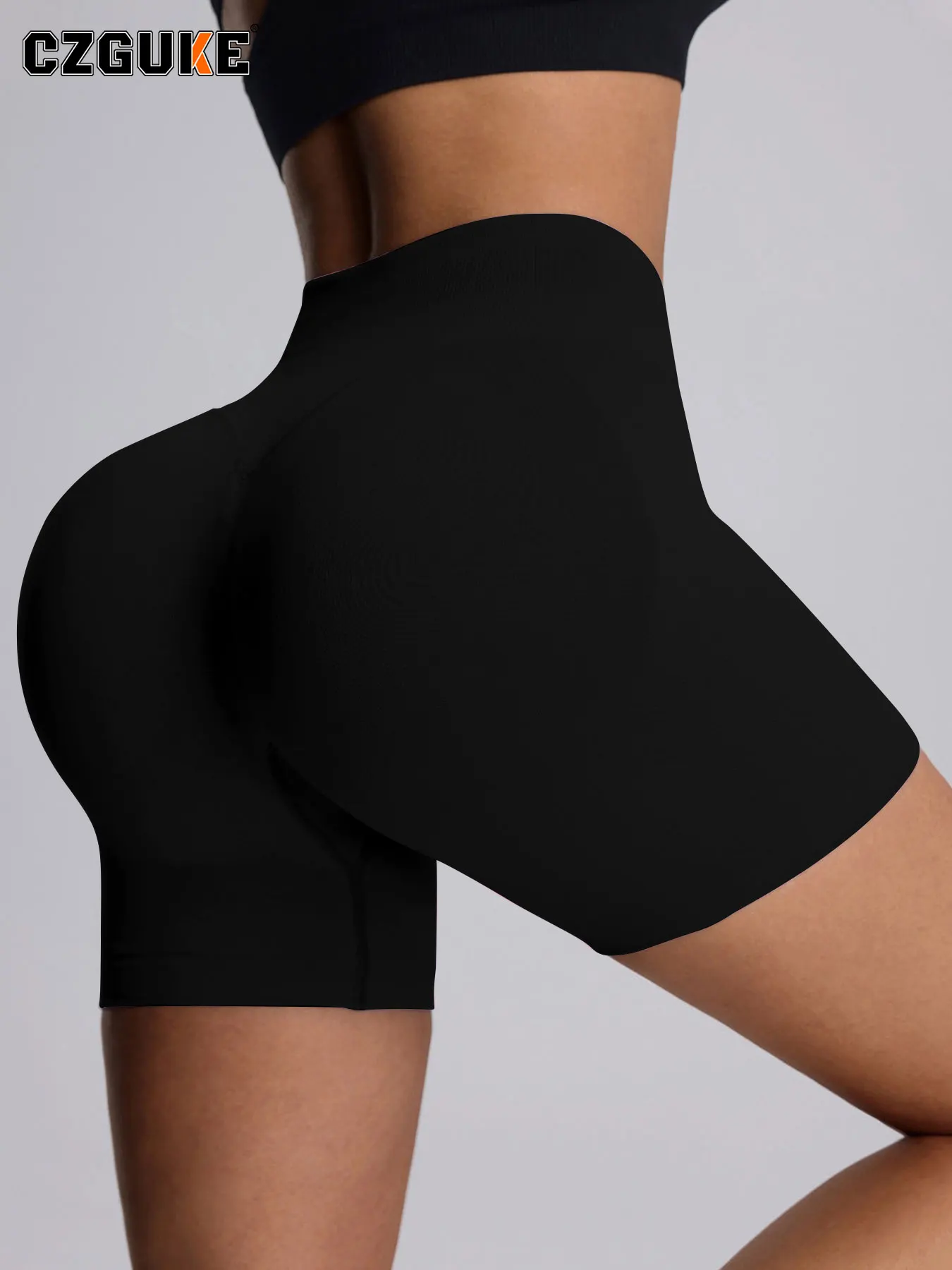 CZGUKE Women's 4.5-inch Fitness Shorts Seamless High Waist Yoga Shorts Hip Lifting Bicycle Sports Shorts Push Up Tight Shorts image 4