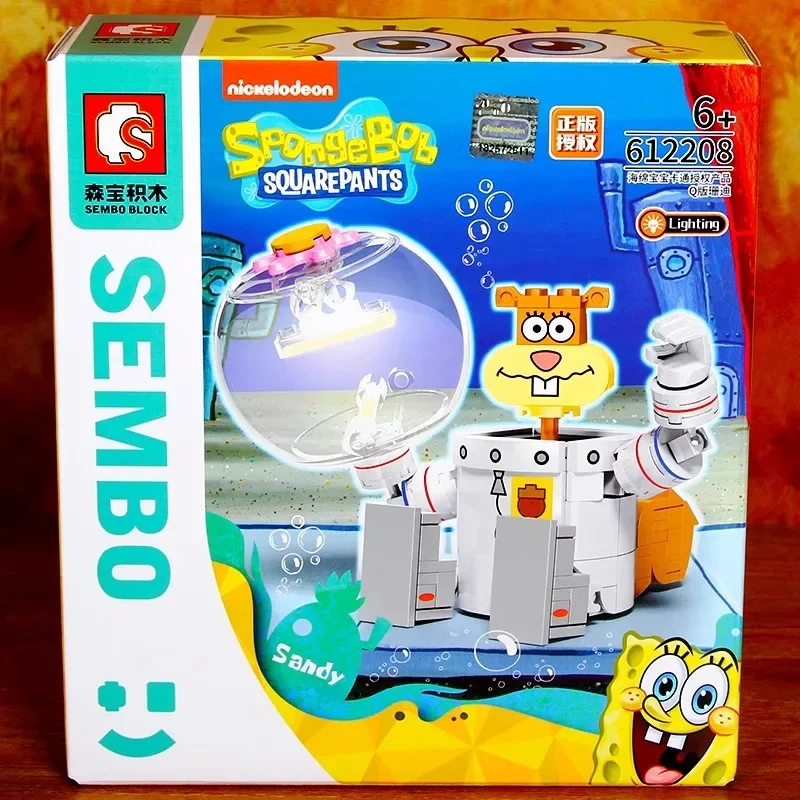 SEMBO SpongeBob Building Blocks Patrick Star Squidward Mr. Krabs Sandy Cheeks Model Kawaii Children\'s Toy Birthday Gift