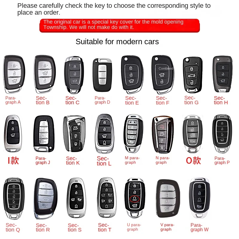 Fit for Hyundai Car Smart Key Case Cover Chain Shell Ring for Solaris, Sonata, Hybrid, Grand NEXO, NX4, New Santa I30, IX35,Ix45
