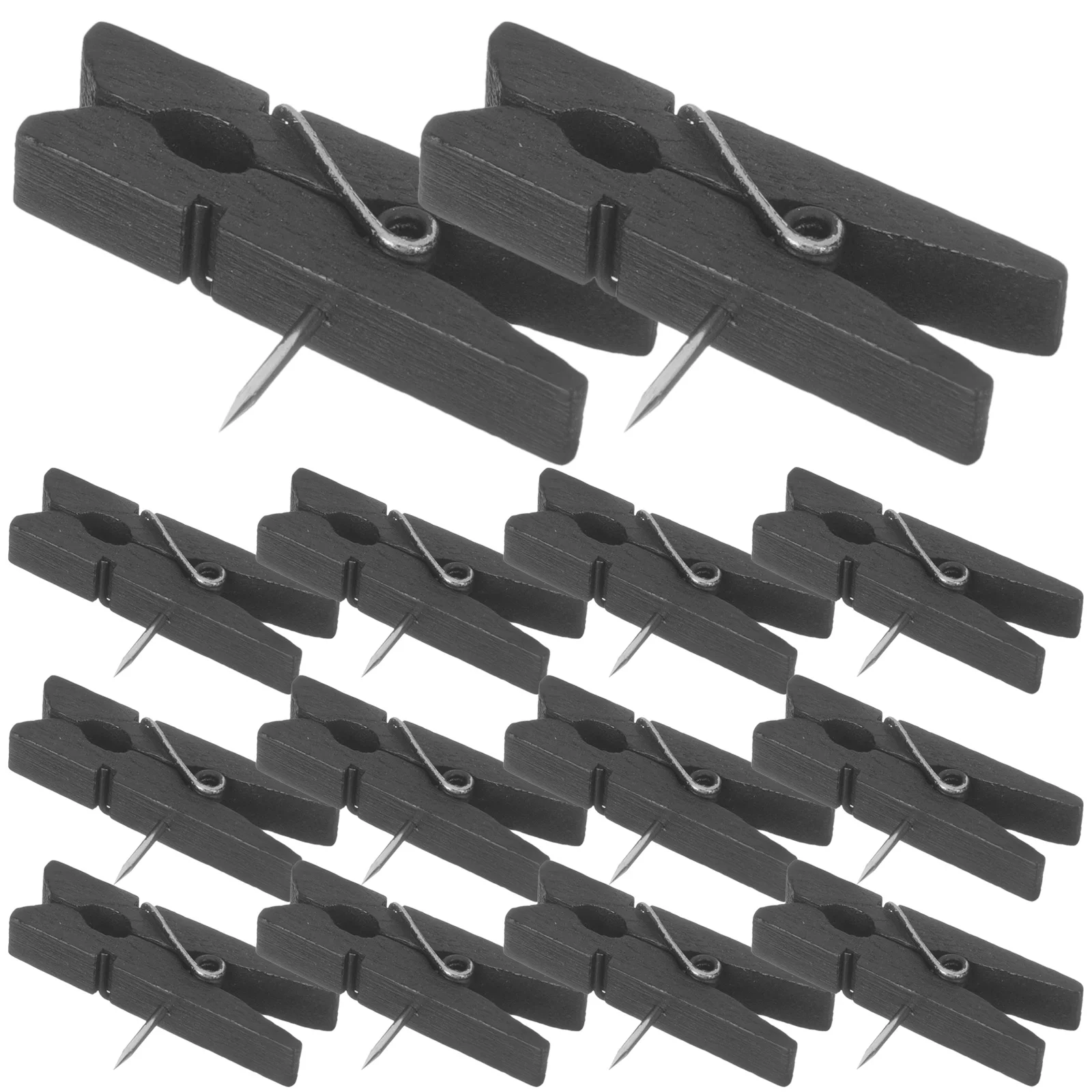 

50 Pcs Thumbtack Clip Craft Pegs with Clips Picture Push Pins Black Thumbtacks Photo Pushpin Wooden Metal Drawing