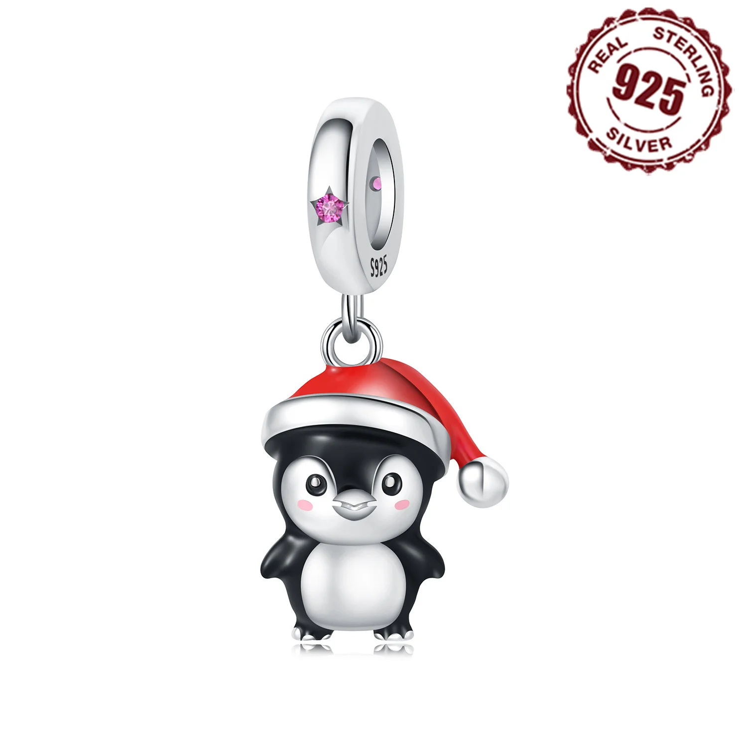 925er Sterlingsilber, süßer Weihnachts-Pinguin-Anhänger, Armband, Charms, passend für Armreifen für Frauen, Schmuck, Party, Perlen, Geschenke, DIY-Zubehör
