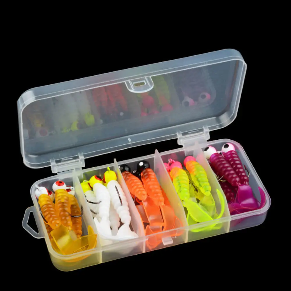 High Quality Soft Fishing Lures Threaded Grub Baits With Jig Hooks For Bass Perch Predator Freshwater Tackle Box
