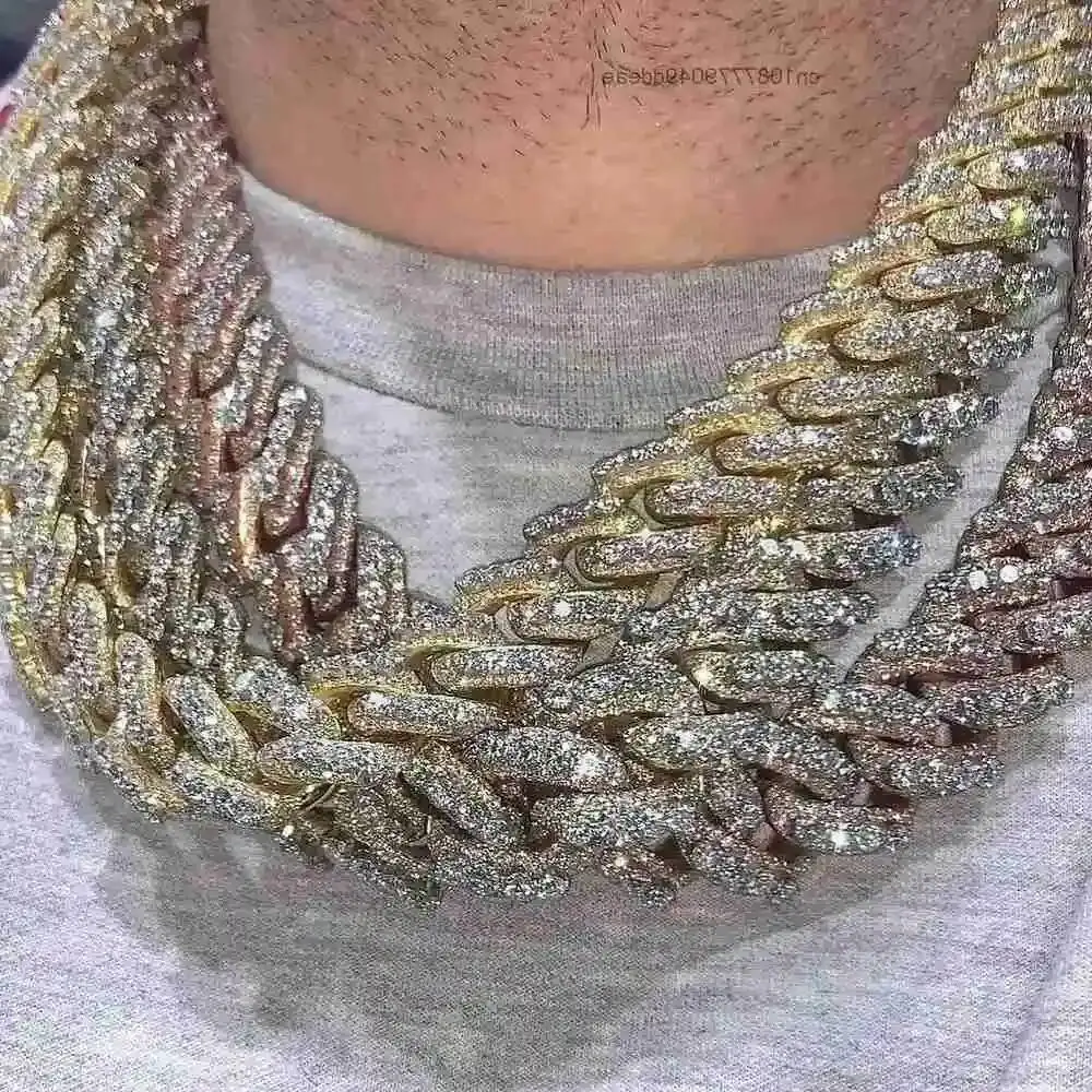 

16mm Handmade Cuban Link Chain Pass Diamond Tester 925 Sterling Silver Vvs Moissanite Iced Out Cuban Necklace