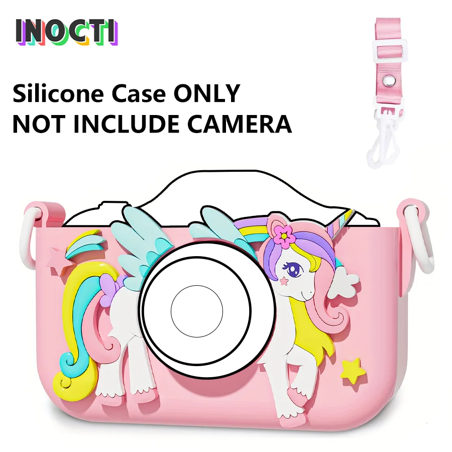 Silicone Protective Case For Kids Camera Unicorn Design with Lanyard CASE ONLY(No Camera)