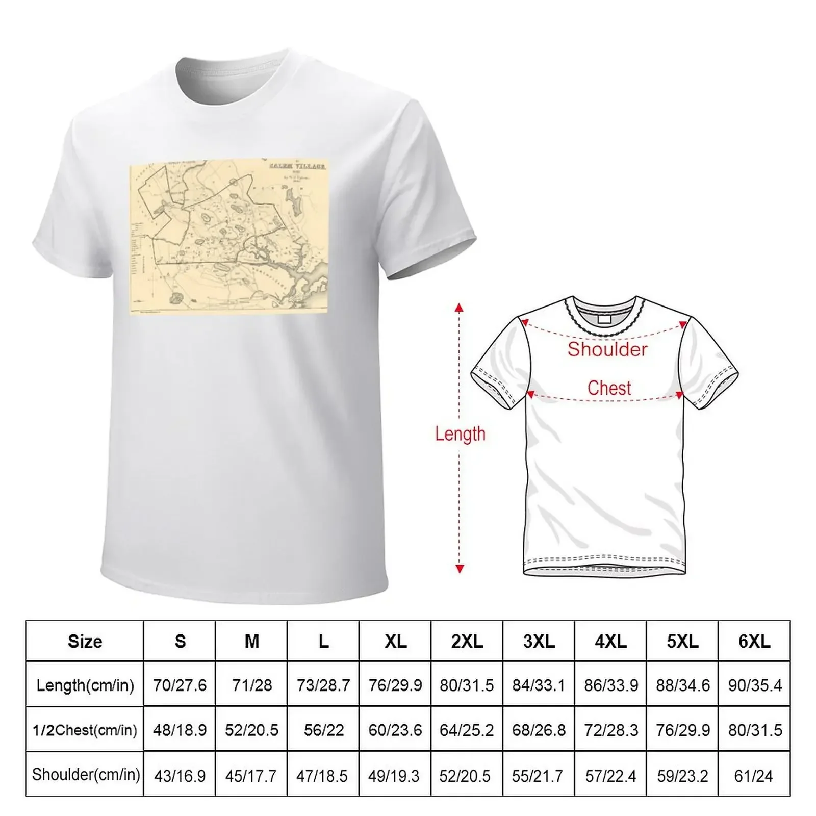 Map of Salem, Massachusetts During Witch Trials T-shirt sublime boys animal print men workout shirt