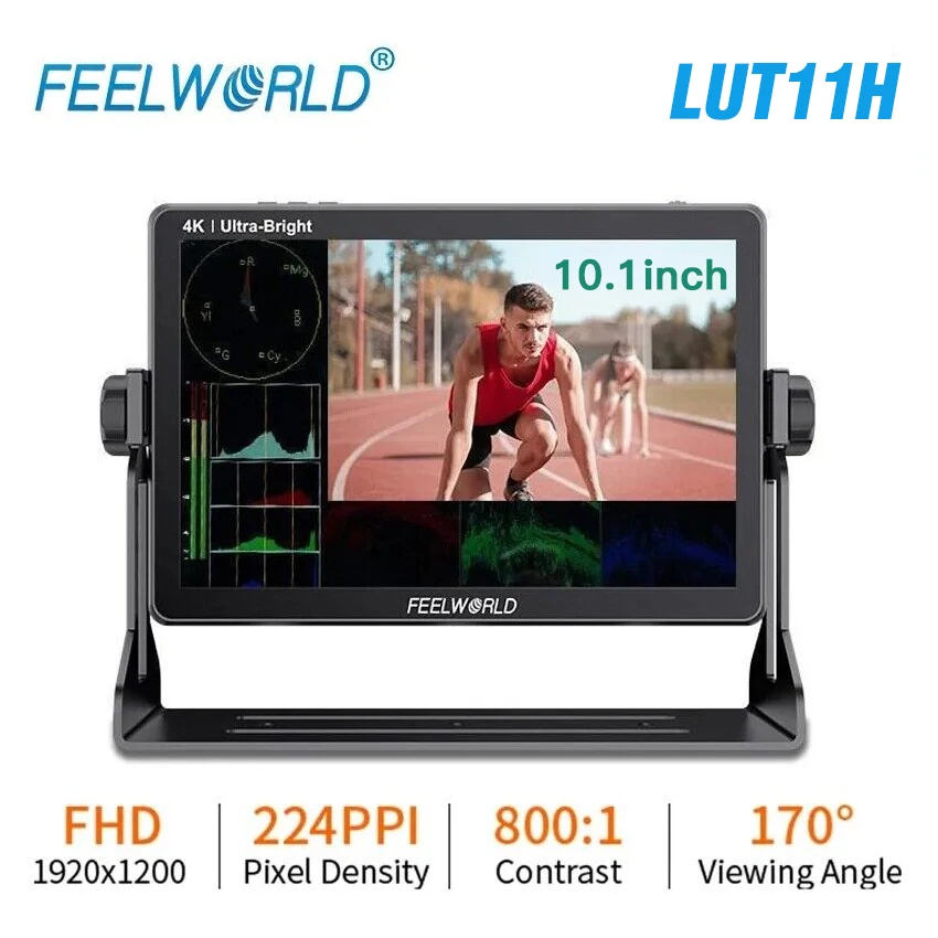 Feelworld LUT11H 10.1-inch 4K HDMI Touch Screen Digital SLR Camera On-site Monitor 3D LUT IPS 1920x1200 4K HDMI Light Sensor