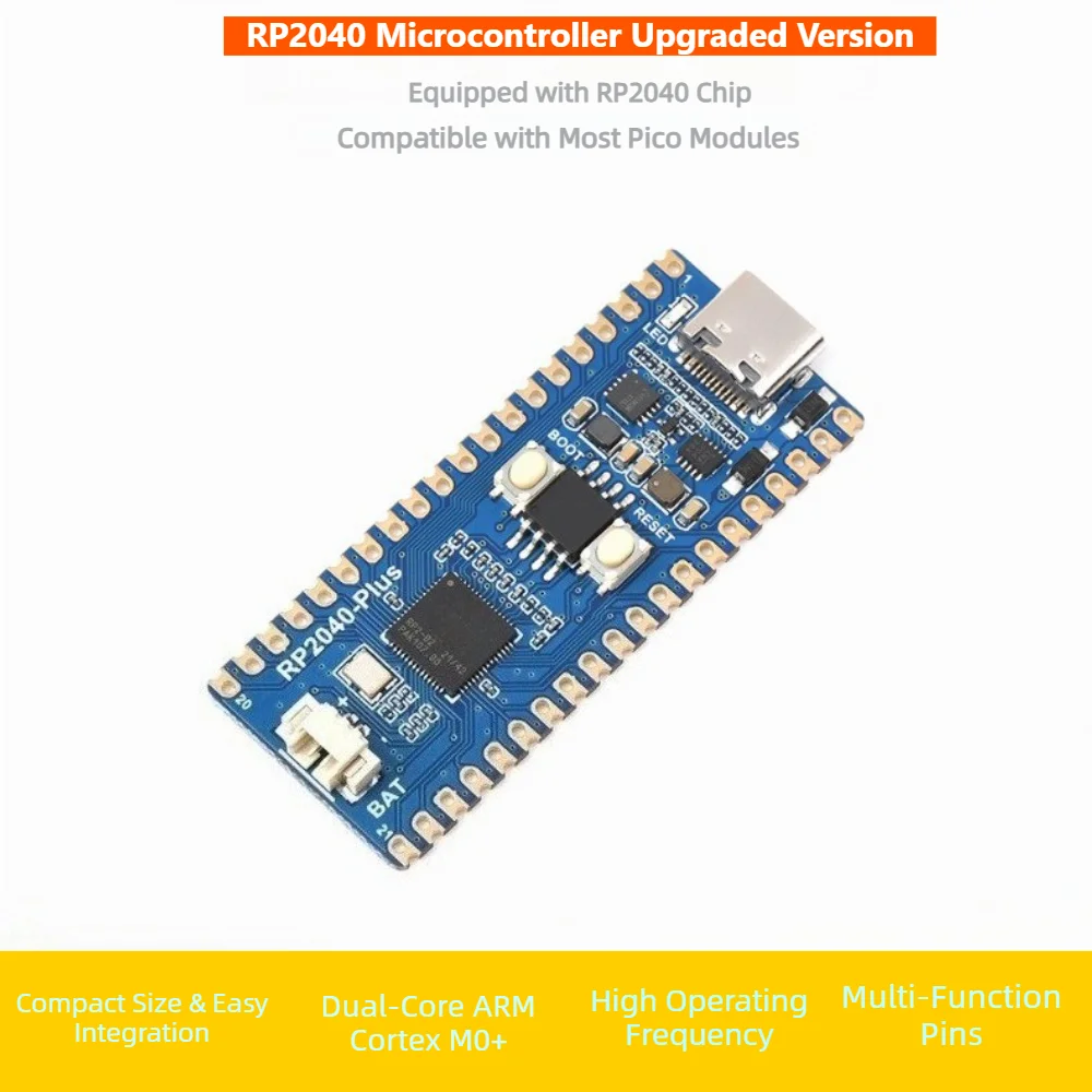 RP2040-Plus Development Board RP2040 Dual-Core 133MHz 16MB Flash USB-C Interface Compatible with Raspberry Pi Pico & Arduino