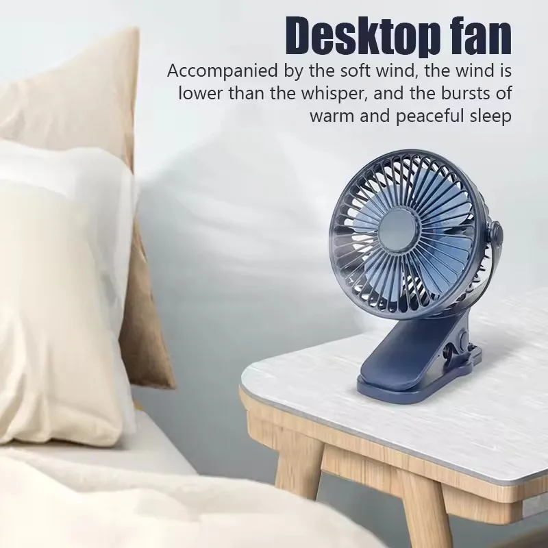 Ventilateur à pince rechargeable portable 720 ° Ventilateur rotatif à suspension rapide pour une portabilité facile, petit ventilateur pour bureau et extérieur