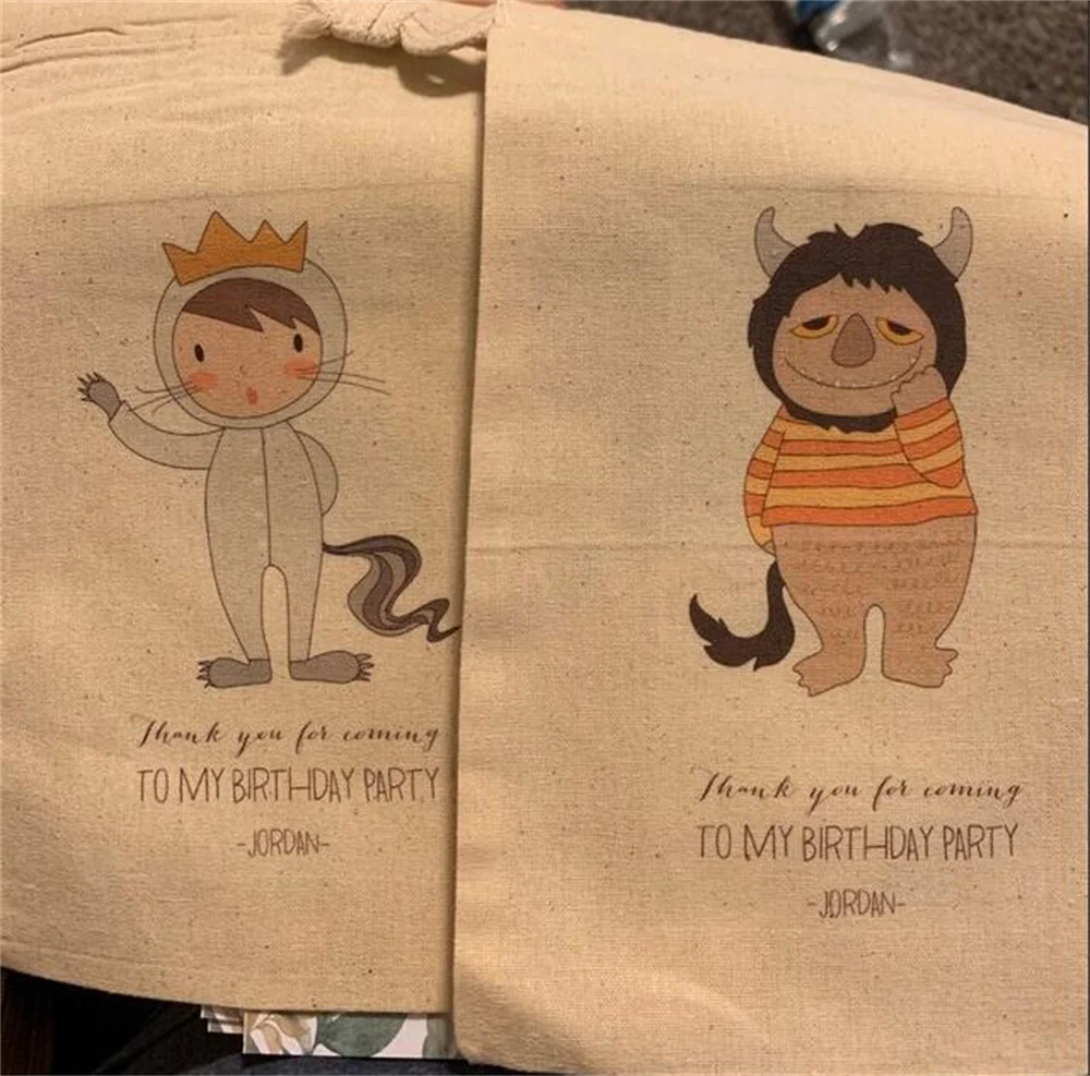 Wild Monster Things, Set of 20 Personalized Favor Bags, Wild Rumpus Birthday Party, Wild Things Birthday Party Favor Bags