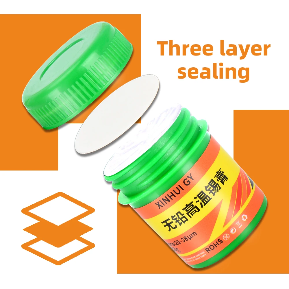 50 جرام 217 معجون لحام عالي الحرارة خالي من الرصاص هو حمأة لحام من نوع الإصلاح التي تحتوي على 3% فضي، وهو يستخدم لـ BGA s #5