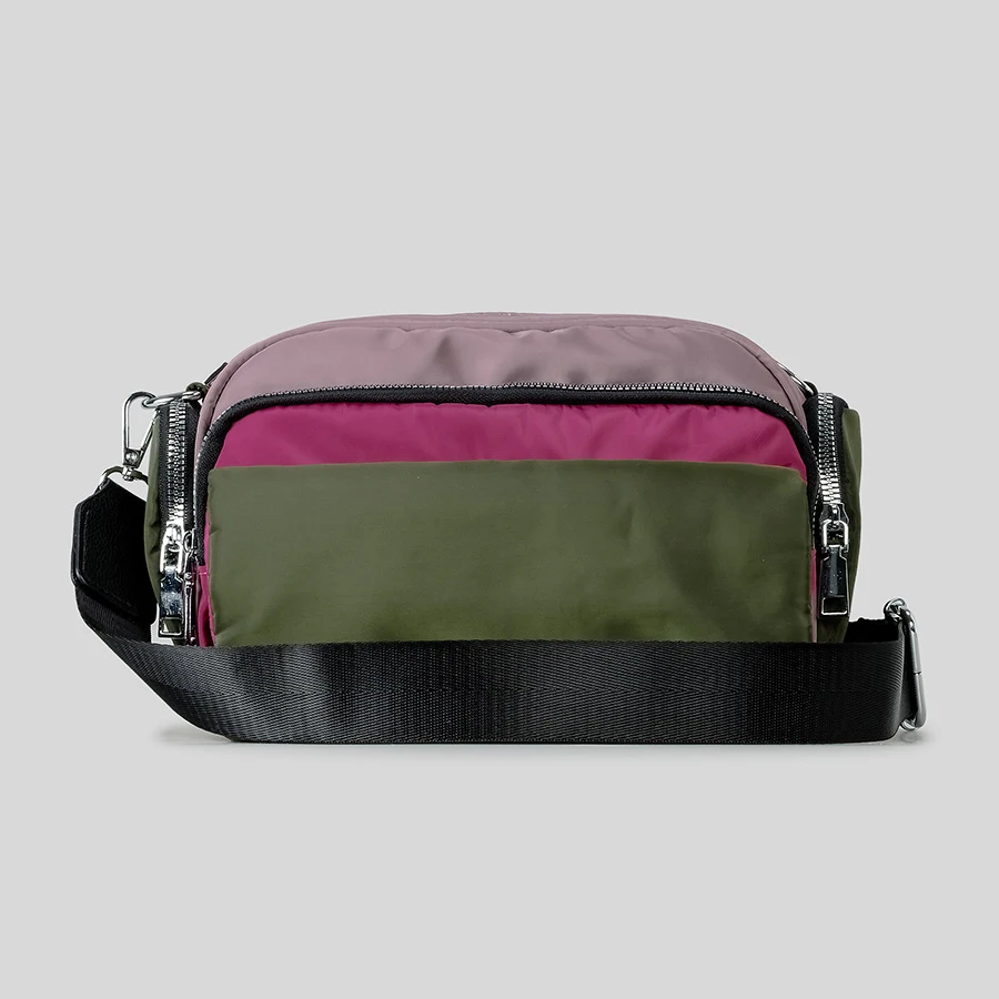 

Модные квадратные женские сумки на плечо, водонепроницаемая нейлоновая сумка через плечо с широким ремешком, трехцветная лоскутная сумка-мессенджер с несколькими карманами