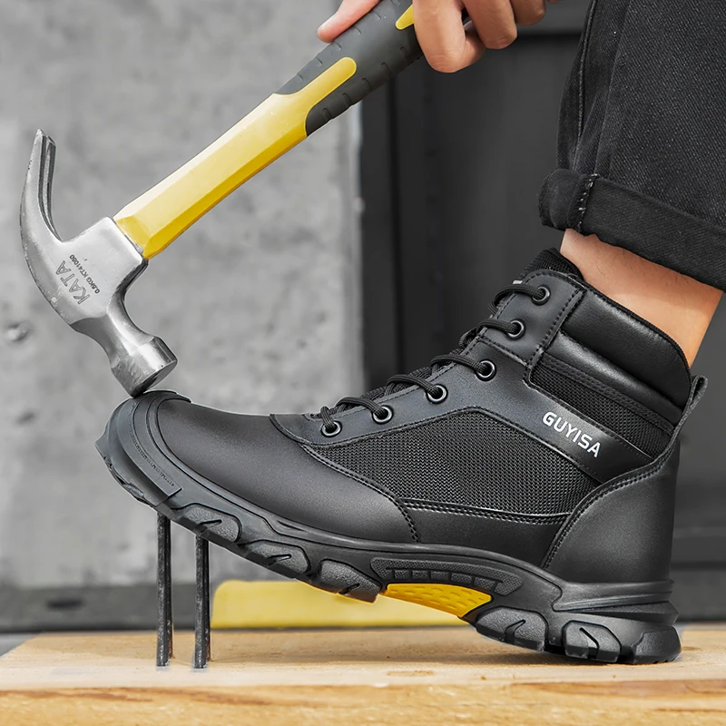 Safety Shoes for Men Steel Toe Boots Anti smashing Anti piercing Durable Breathable High Top Construction Work Protective Shoes