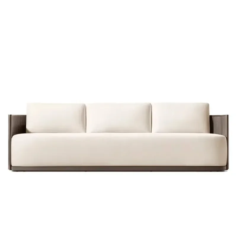 All Weather Lounge Sofa Aluminum, Outdoor Furniture Hotel Garden Sofa with Dining Table, Modern Luxury Patio Furniture Set
