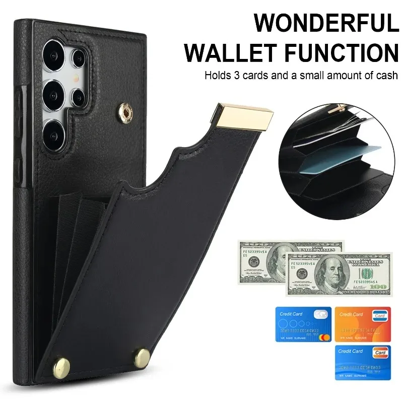 Organ Card Slot Leather Phone Case for Samsung Galaxy S21 S23 FE S24 S22 Ultra Plus A15 A54 A53 A52S A14 A13 Wallet Cover