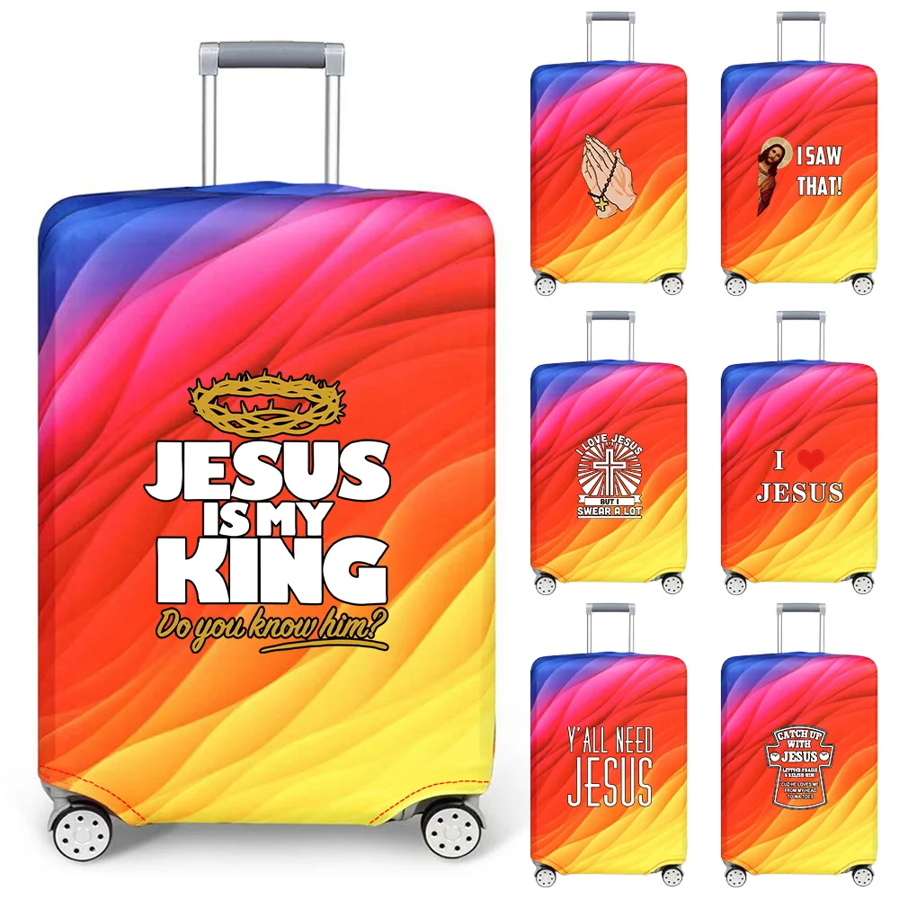 Luggage Cover Stretch Fabric Suitcase Protector Case Jesus Series Pull Rod Baggage Dust Case Covers for18-32 Inch Suitcase