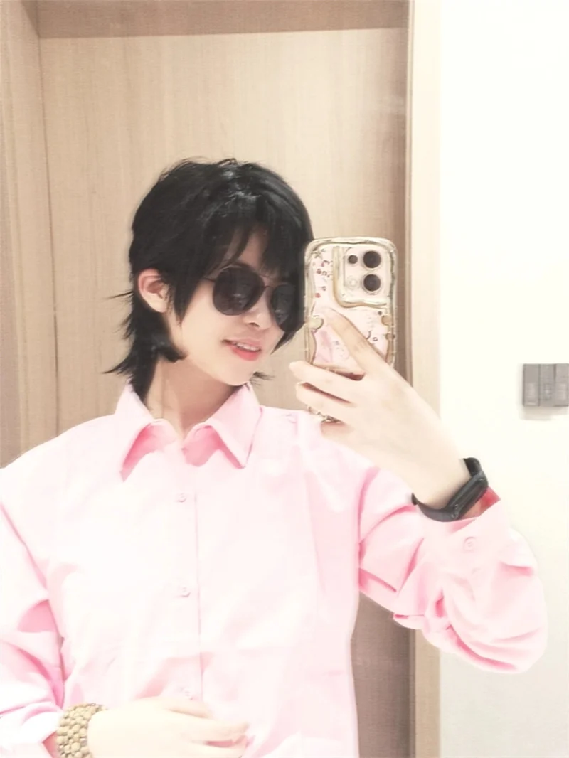 1 قطعة الحد الشيطان لعبة الوقت وكيل تشنغ شياوشي شعر مستعار تأثيري رابط انقر قصيرة شعر مستعار أسود هالوين كرنفال حفلة أنيمي الدعائم