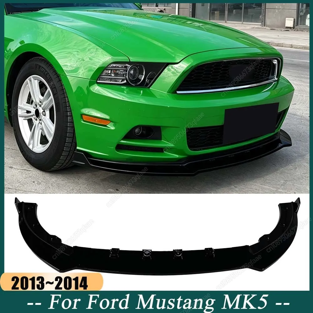 Front Bumper Splitter Lip Spoiler Diffuser Guard Exterior Accessories For Ford Mustang MK5 2013 To 2014 ABS Gloss Black Kit Trim