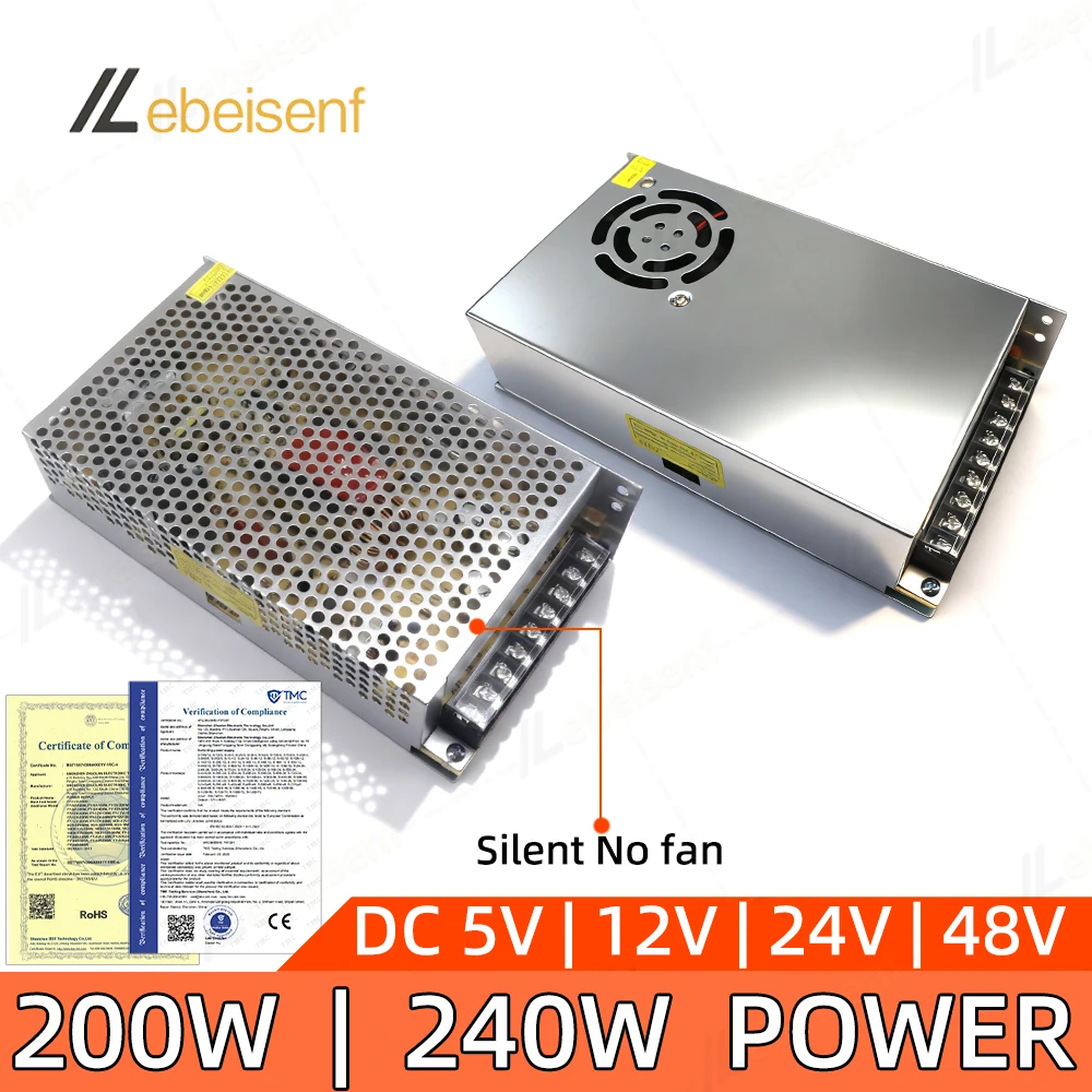 Universelles Schaltnetzteil (110 V/220 V AC zu DC 5 V 200 W 12 V 24 V 48 V 240 W) für 3D-Drucker/CCTV-System/Automatisierungsgeräte