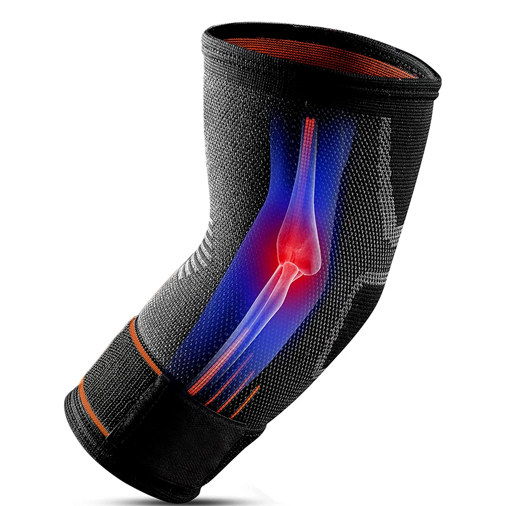 1Pcs Fitness Elbow Brace Compression Support Sleeve for Gym,Adjustable Strap for Workout - Reduce Joint Pain During Any Activity