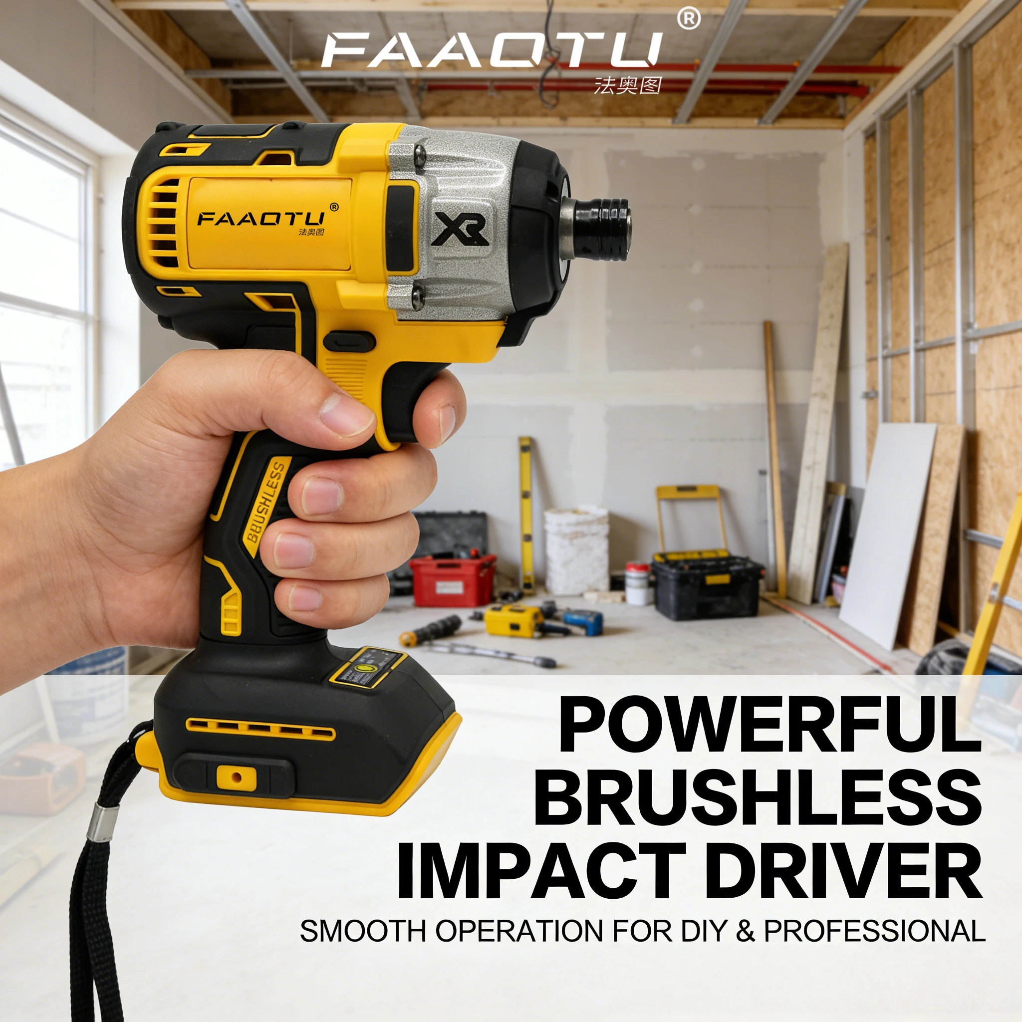 FAAOTU 887 Brushless Impact Driver High Torque,Compact Cordless Tool for Fastening & Drilling Suitable for DW batteryNO battery