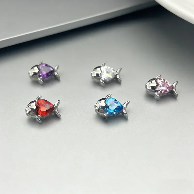 G23 Titan Delfin Lippenpiercing 16G Herz Zirkonia Labret Tragus Helix Knorpel Ohrring Schmuck für Nasenpiercing Ringe – Detail 7