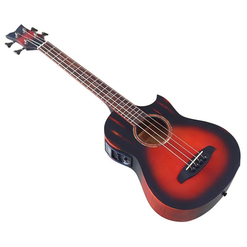 4 Strings Mini Electric Acoustic Bass Guitar 34 Inch 628MM Scale Cutaway Design Folk Guitar With Small Flaw