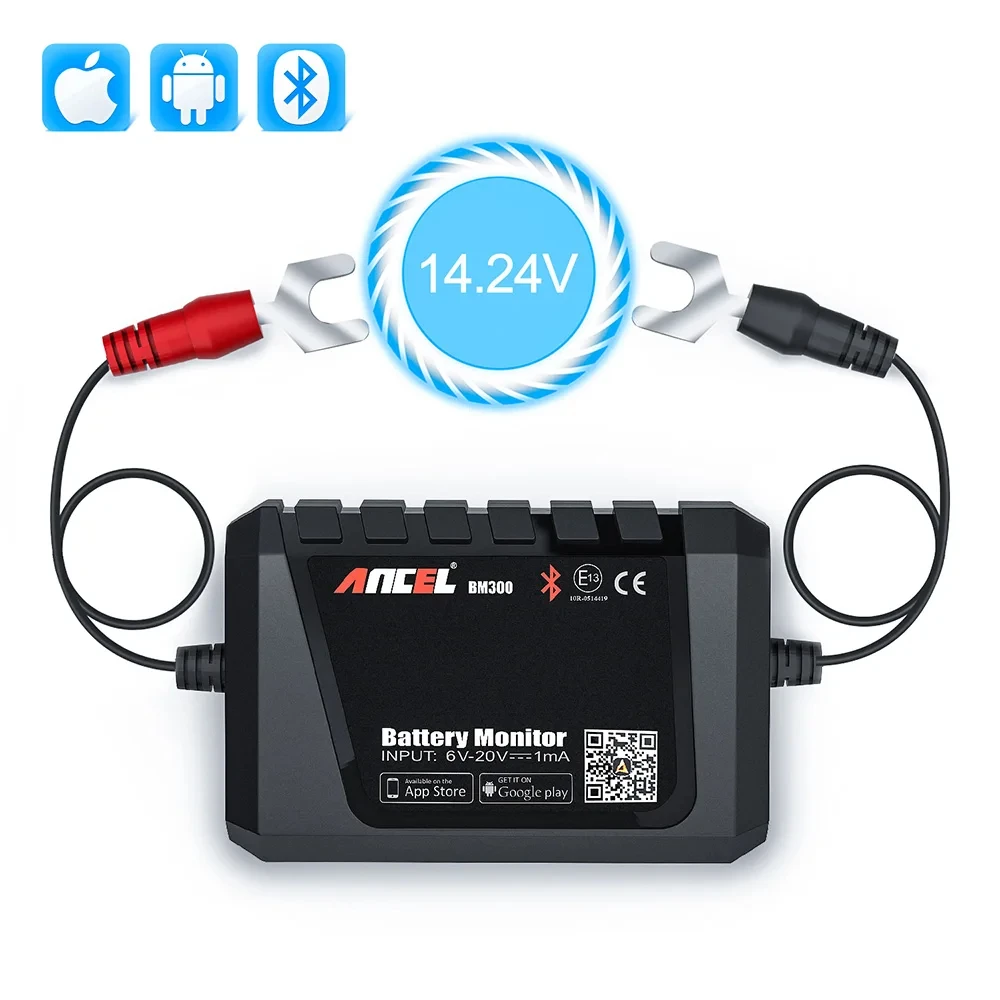 ANCEL BM300 12V Car Battery Tester Tools with Monitor Bluetooth 4.0 Automotive Voltmeter for Charging Cranking System Analyzer