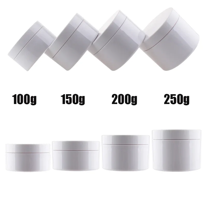 

Luxurious 100g 150g 200g 250g X 10 White Empty Cosmetic Plastic Jars Makeup Container Clear Jar Face Cream Sample Pot Containers