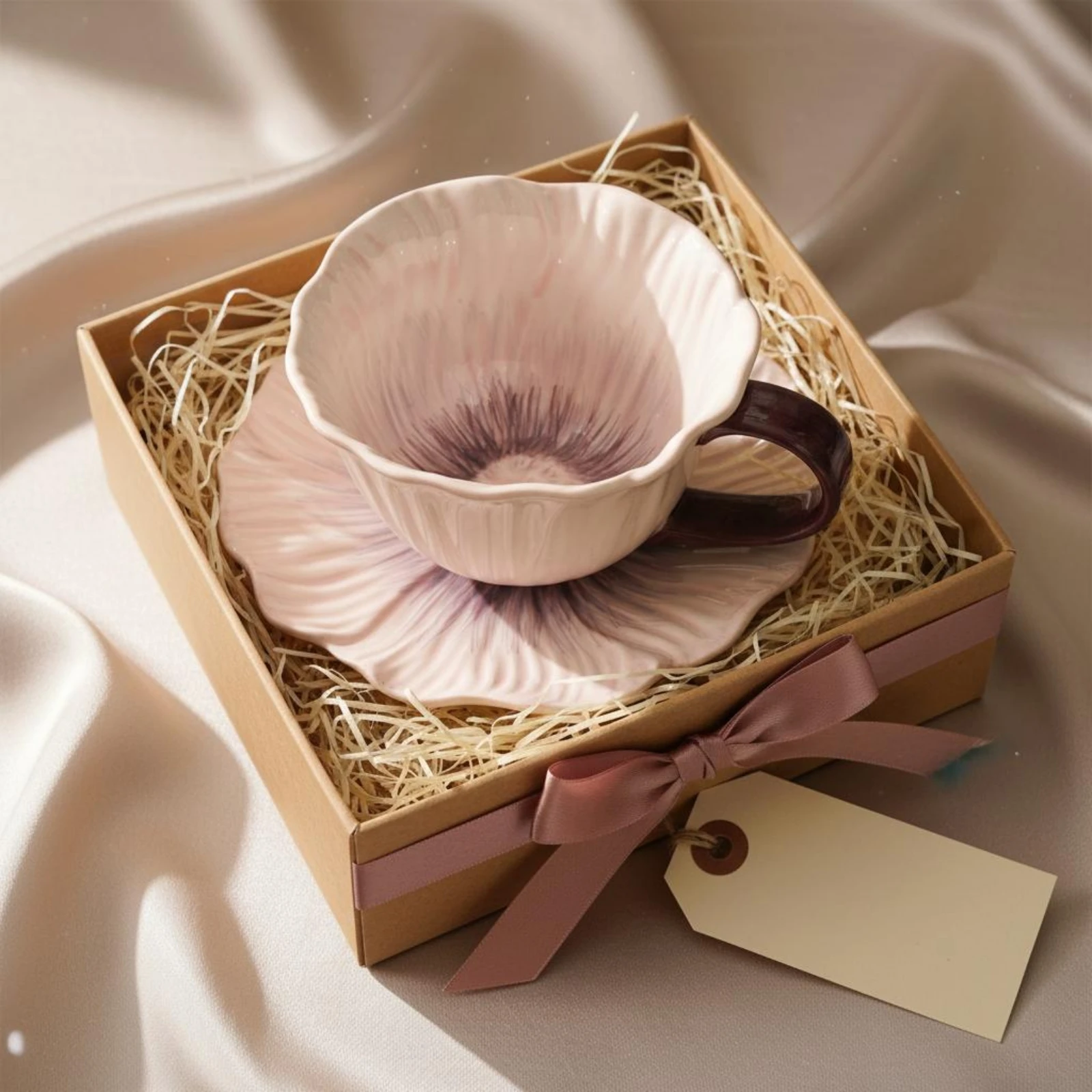 Coffee Cup Saucer Set with Handle Ceramic Cup Saucer Set Cappuccino Cups Lead-Safe of Harmful Substances Tableware Bohemian - view 3