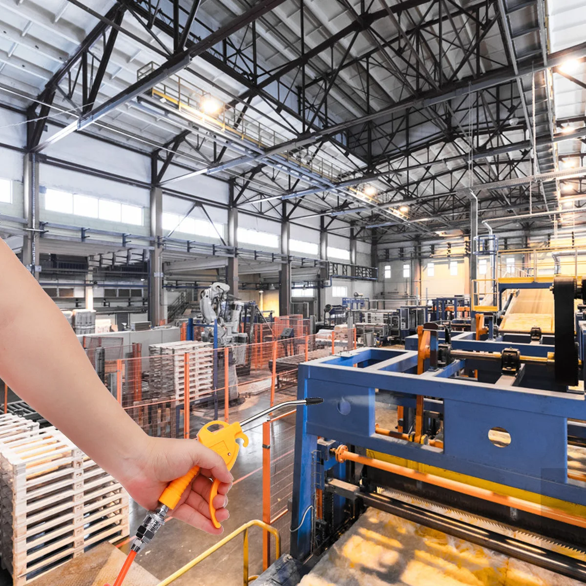 PU Pneumatic Hose Set 15M 8x5mm Compressor Tube with Type C Quick Connect Air Duster for Workshop Maintenance