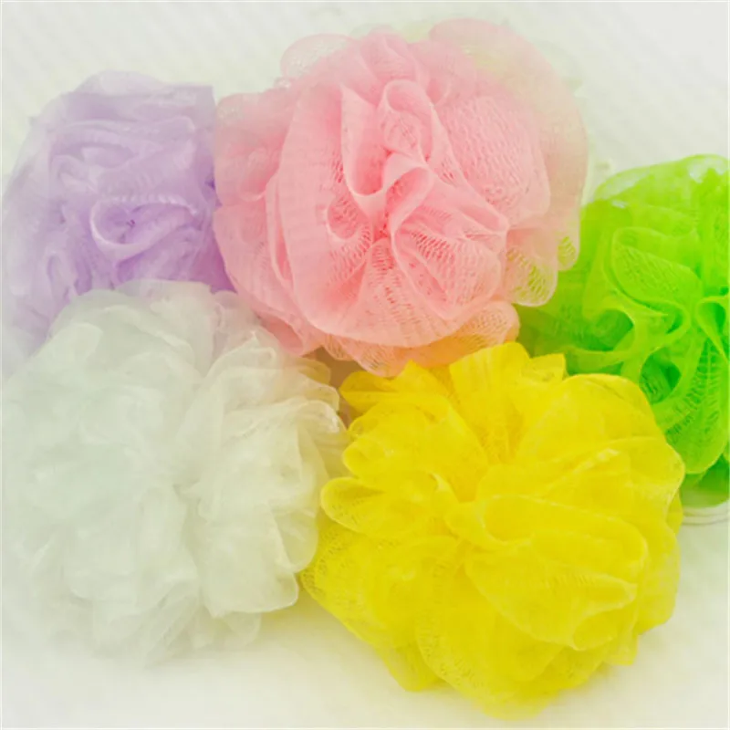 5pcs/bag Colorful Bath Shower Soap Bubble Body Wash Exfoliate Scrub Puff Sponge Mesh Net Ball Soft Color Random