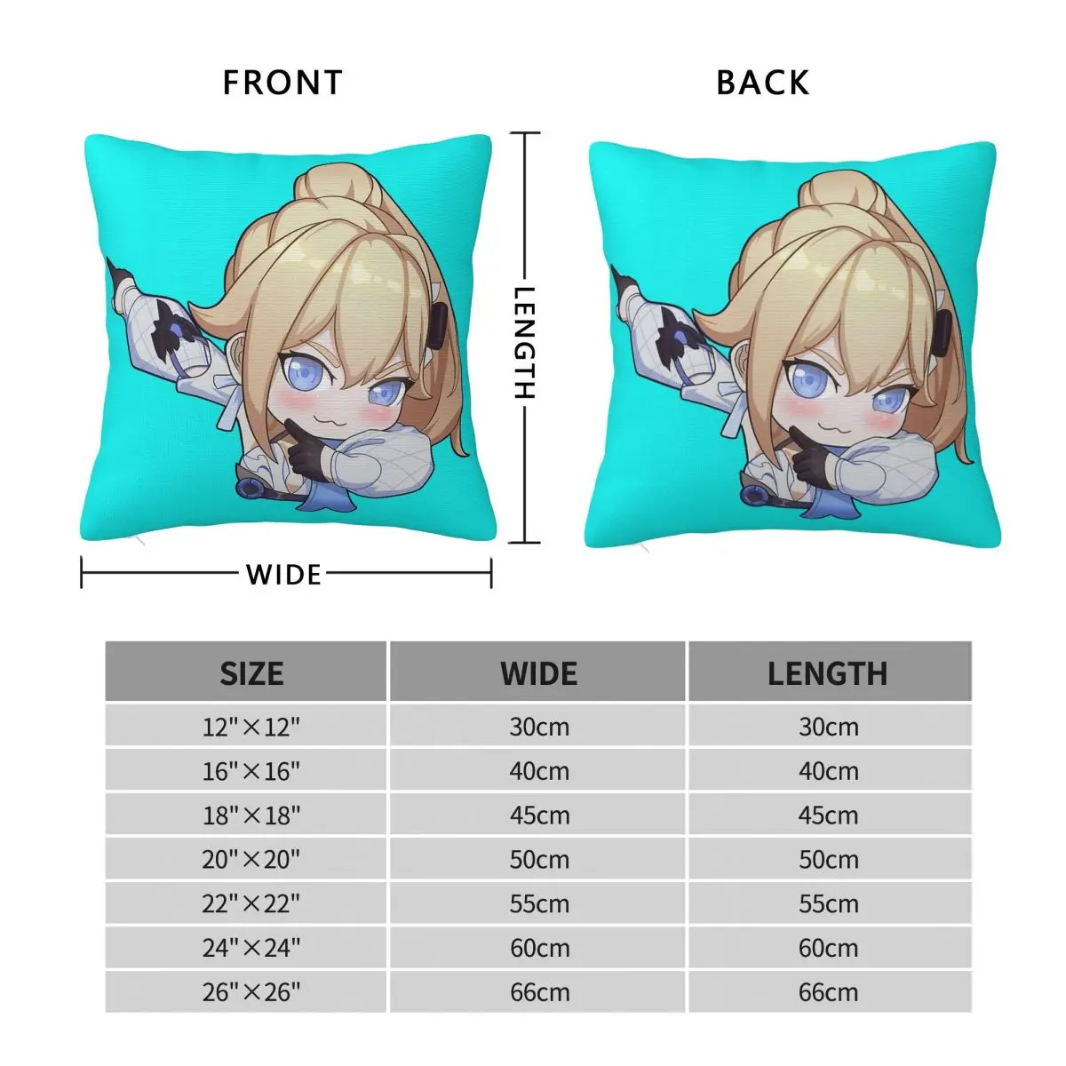 Honkai Impact Blade Durandal Elf Square Pillowcase Polyester Linen Velvet Printed Zip Decorative Home Cushion Case 18