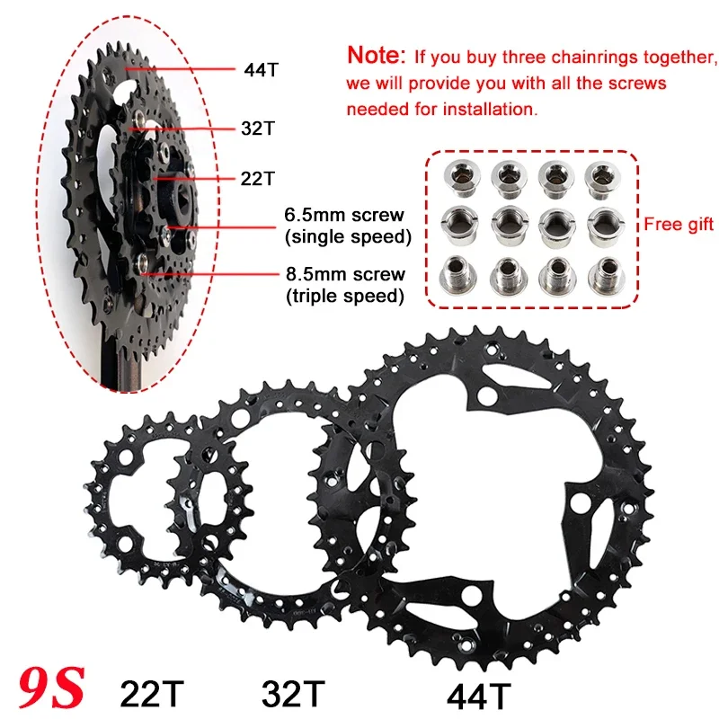 BUCKLOS 104/64 Bicycle Crankset 2*10 3*10 3*9 Speed Mountain Bike Crankset 104BCD 64BCD 22/26/32/38/42/44T Chainring MTB Part