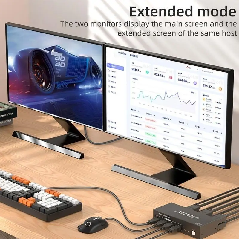 

Переключатели HDTV с двойным монитором и 4 портами USB3.0, металлический KVM-переключатель для двух компьютеров. Оптимизация