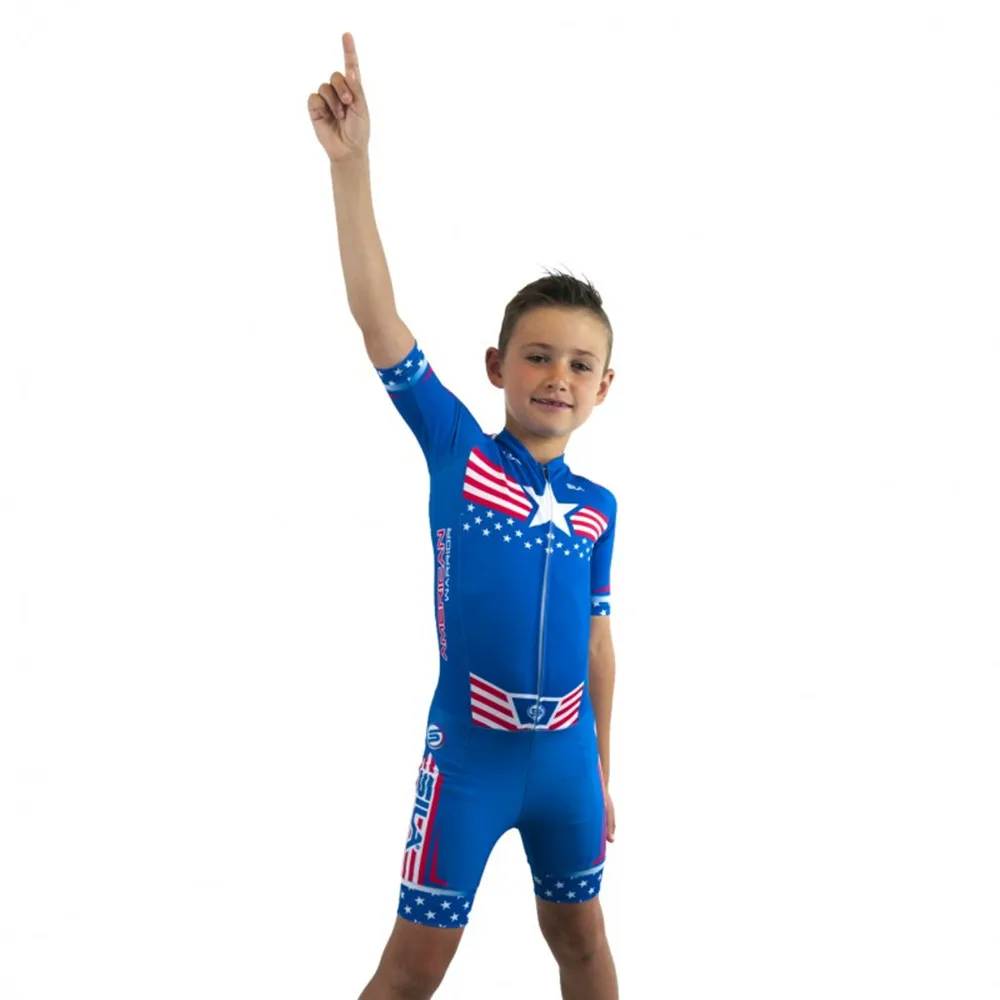 Powerslide Child Skating Short Sleeve Speed Skating Suit Kids Practice Training Inline Speed Skating Triathlon Race Clothing New