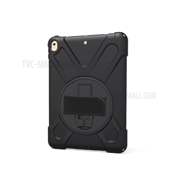 

360 Degree Swivel Kickstand PC + Silicone Combo Case with Hand Holder Strap for iPad Air 10.5 (2019) / Pro 10.5 (2017) - Black